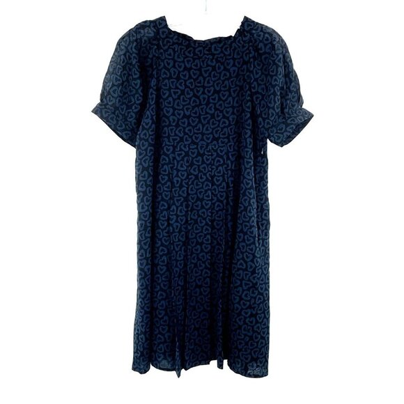 Marc Jacobs Dress Women M Heart Print Wool Blend Lined‎ Pleated Romantic - Picture 1 of 16